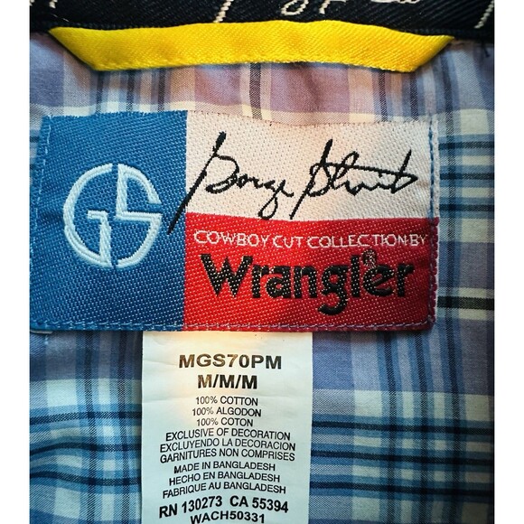 Wrangler George Strait Western‎ Purple Plaid Short Sleeve Button Up Men's MEDIUM - Picture 5 of 8
